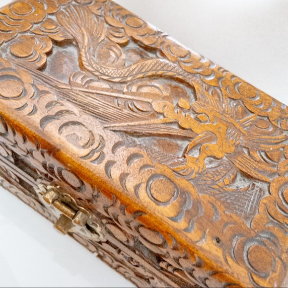 Vintage Ornate Prewar Jewelry Box Handcarved - Picture 2 of 4